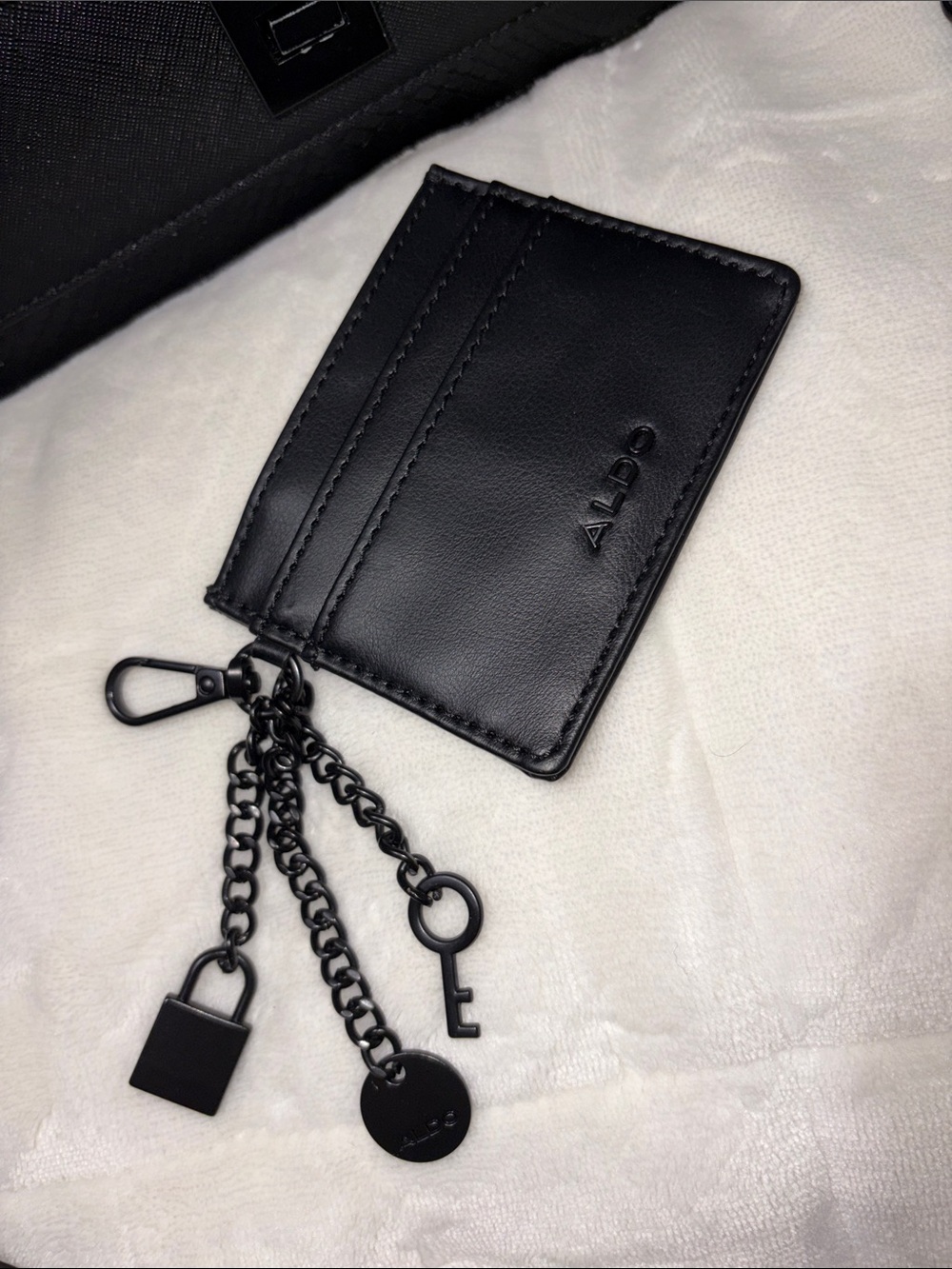 ALDO Black Croc-Embossed Top Handle Satchel with Chain Strap - Picture 11 of 11